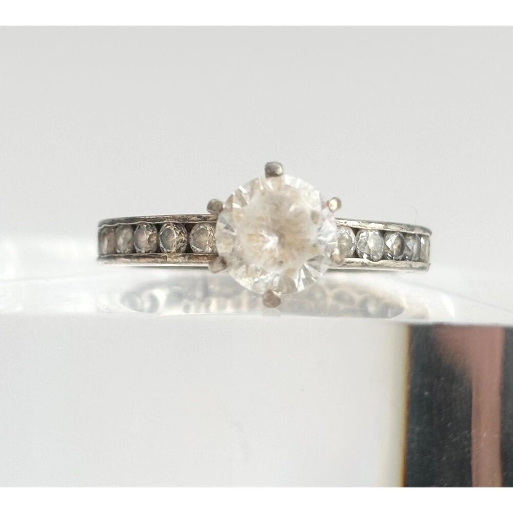 Lovely CZ Multi Gemstone 925 Sterling Silver Vintage Ring - sz 7